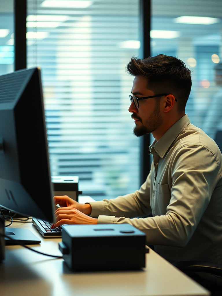 a guy working at a desk